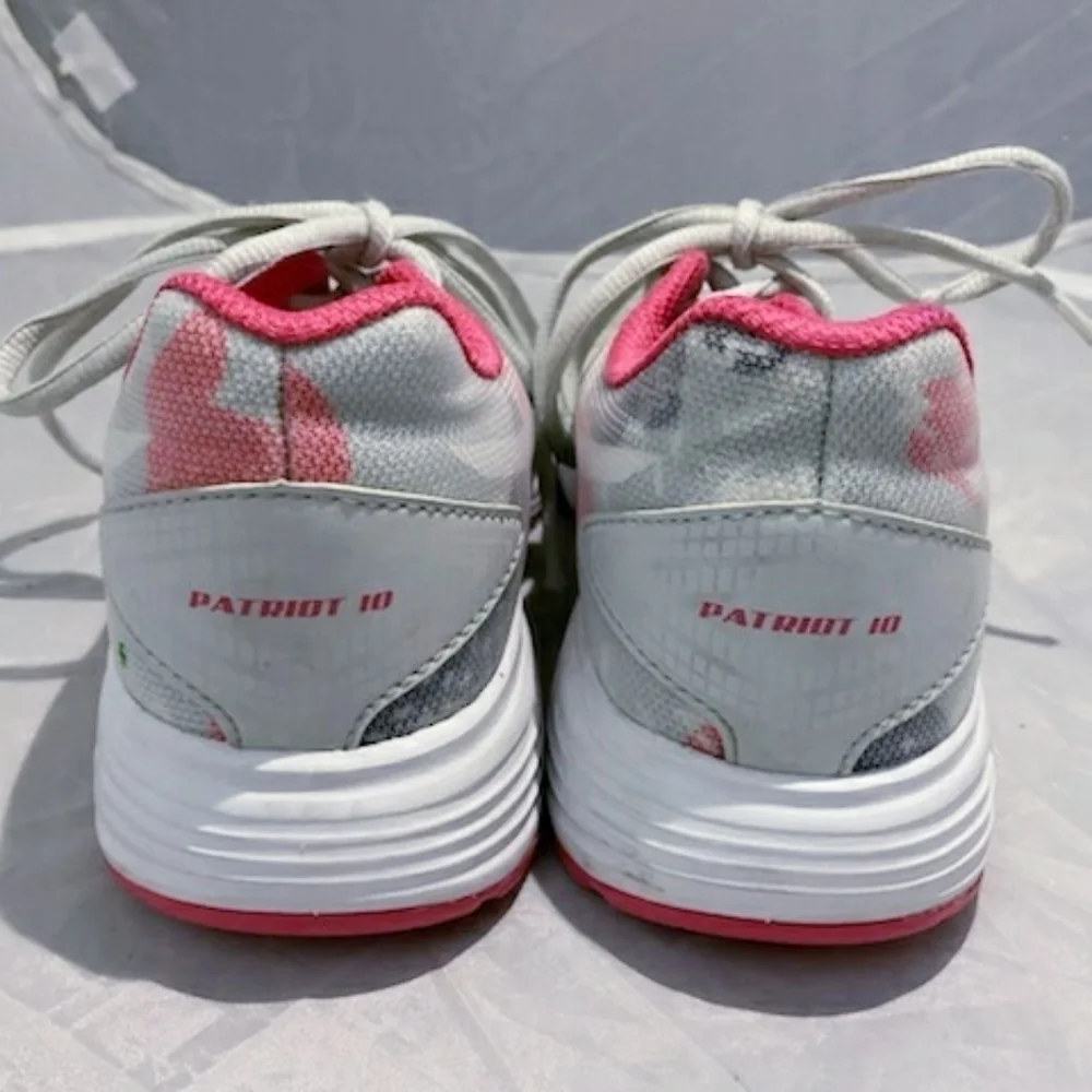 ASICS Patriot 10 Athletic Shoes Pink Grey White Sneakers Girl's 3.5 Amplifoam